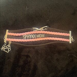 Sphynx Mom Pink Braided Charm Bracelet